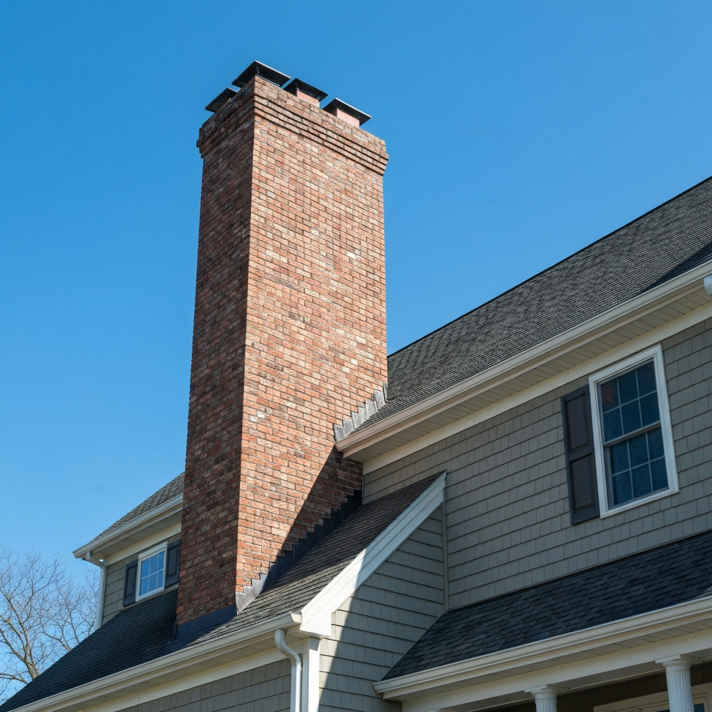 Brick chimney on New Jersey home