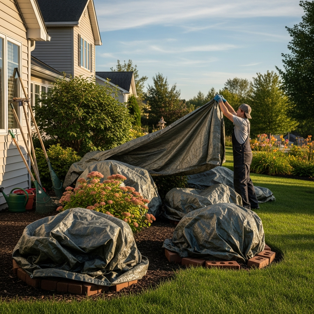 Homeowner protects plants outside