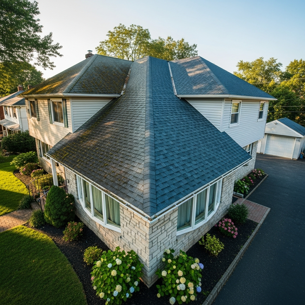 New Jersey house old new roof