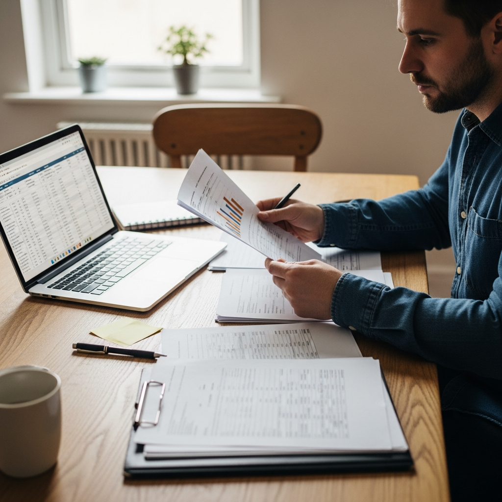 Homeowner reviewing financing papers