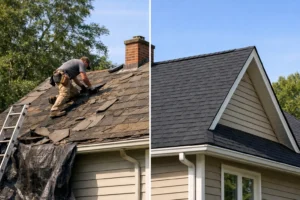 Roof Replacement Before and After